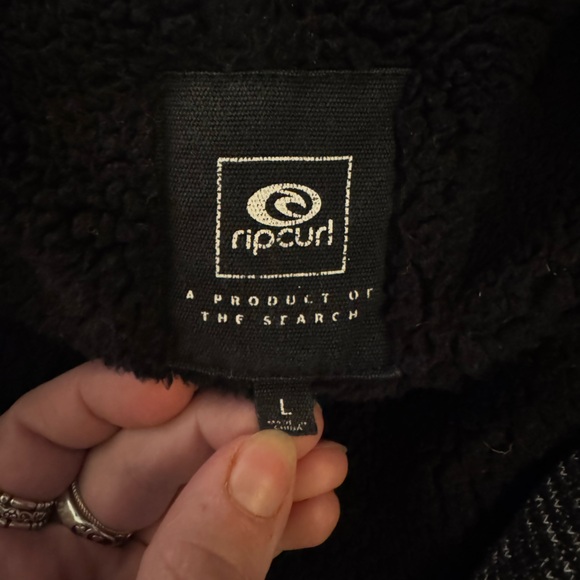 Rip Curl Black Zip Snap Toggle Closure Hooded Winter Coat• Large - Picture 6 of 7